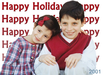 Started with a photo supplied by the family,<br />scanned it, and created 2 different holiday cards.